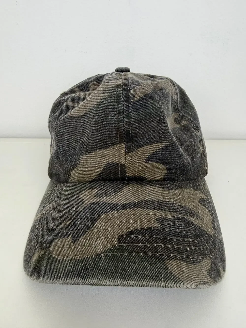 Womens Camo Army Washed Camouflage 100% Cotton Y2K Grunge Baseball Cap Hat OS